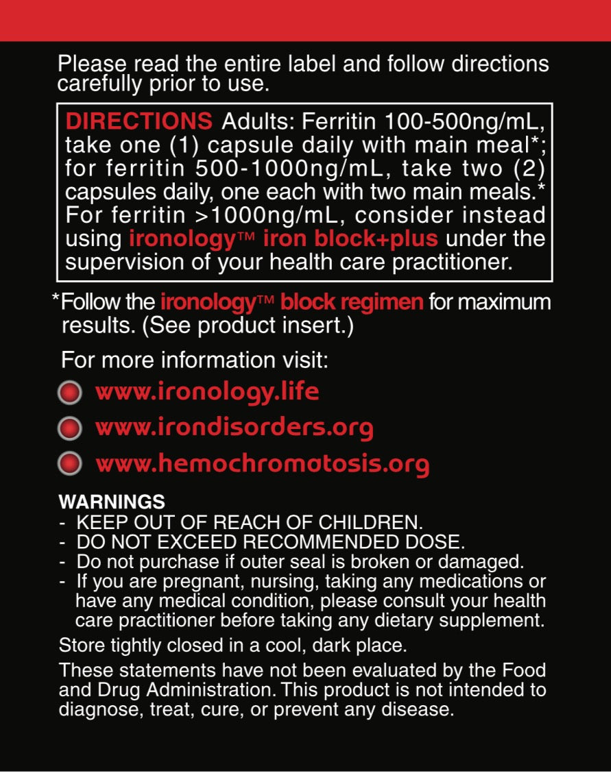 Ironology Iron Block / for hemochromatosis iron overload Ironology Health Solutions